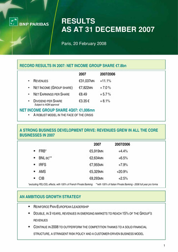Thumbnail BNP Paribas Quarterly Report 2007-q4
