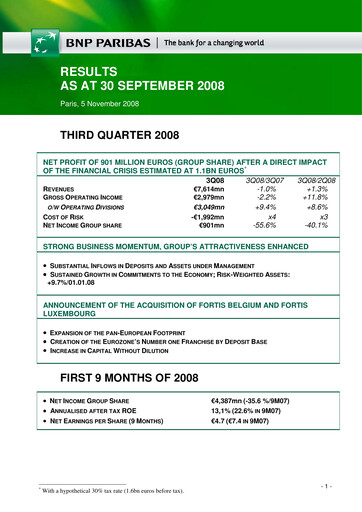 Thumbnail BNP Paribas Quarterly Report 2008-q3