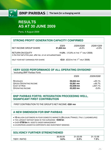 Thumbnail BNP Paribas Quarterly Report 2009-q2