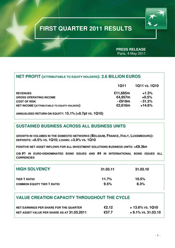 Thumbnail BNP Paribas Quarterly Report 2011-q1