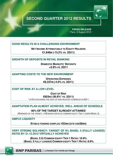 Thumbnail BNP Paribas Quarterly Report 2012-q2