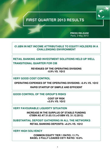 Thumbnail BNP Paribas Quarterly Report 2013-q1