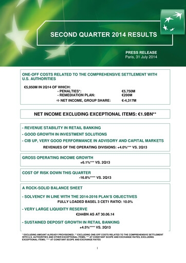 Thumbnail BNP Paribas Quarterly Report 2014-q2