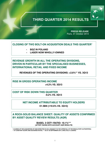 Thumbnail BNP Paribas Quarterly Report 2014-q3