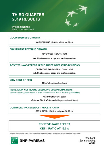 Thumbnail BNP Paribas Quarterly Report 2019-q3