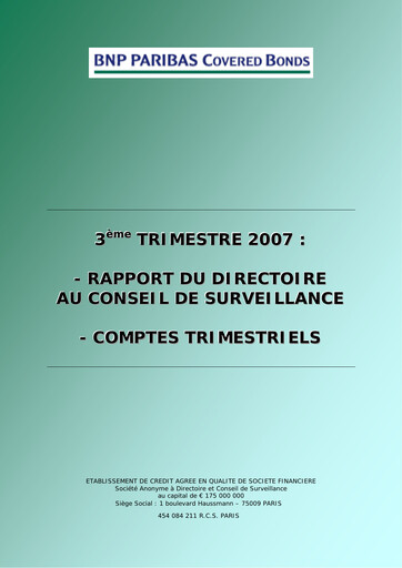 Thumbnail BNP Paribas Quarterly Report 2007-q3