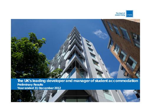 Thumbnail Unite Group (Unite Students) Financial Report 2012