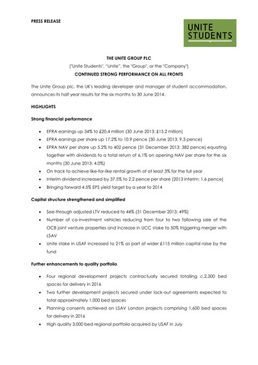 Thumbnail Unite Group (Unite Students) Half-year Report 2014-h1