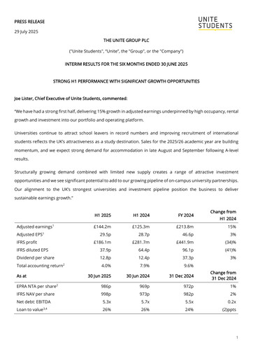 Thumbnail Unite Group (Unite Students) Half-year Report 2025-h1