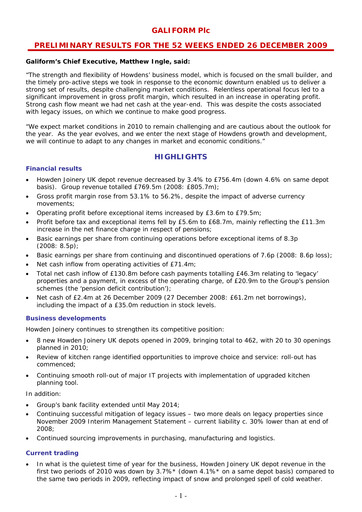 Thumbnail Howden Joinery Financial Report 2009