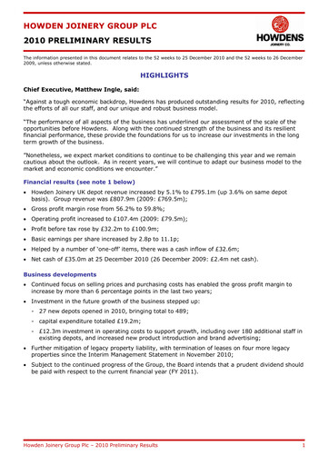 Thumbnail Howden Joinery Financial Report 2010