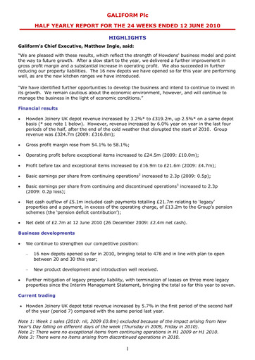 Thumbnail Howden Joinery Half-year Report 2010-h1