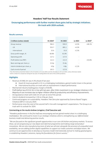 Thumbnail Howden Joinery Half-year Report 2024-h1