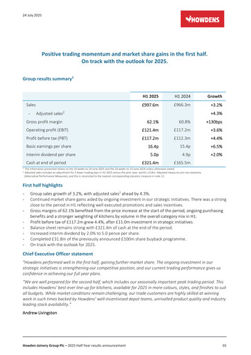 Thumbnail Howden Joinery Half-year Report 2025-h1