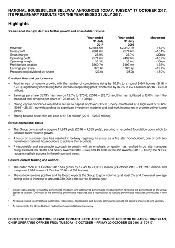 Thumbnail Bellway Financial Report 2017