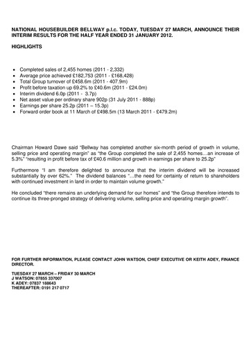 Thumbnail Bellway Half-year Report 2012-h1