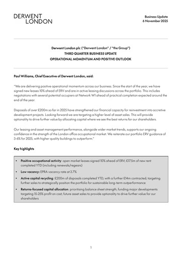 Thumbnail Derwent London Quarterly Report 2025-q3