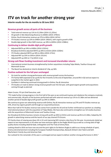 Thumbnail ITV plc Half-year Report 2015