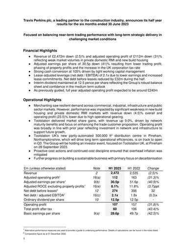 Thumbnail Travis Perkins Half-year Report 2023-h1