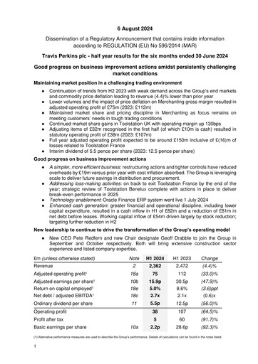 Thumbnail Travis Perkins Half-year Report 2024-h1