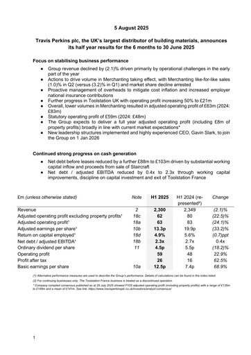 Thumbnail Travis Perkins Half-year Report 2025-h1