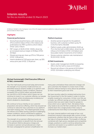 Thumbnail AJ Bell Half-year Report 2023-h1