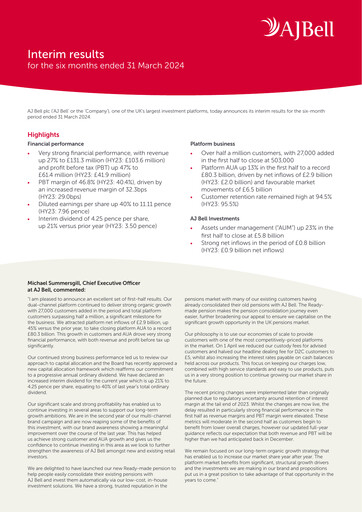 Thumbnail AJ Bell Half-year Report 2024-h1