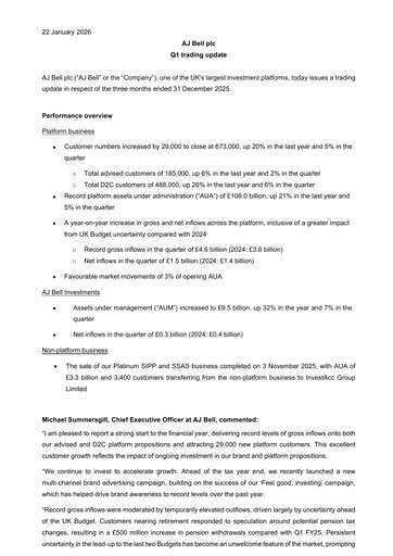 Vorschaubild AJ Bell Quartalsbericht 2026-q1