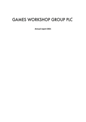Thumbnail Games Workshop Group Annual Report 2021