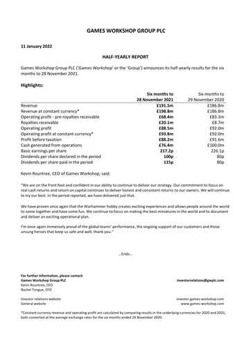 Miniature Games Workshop Group Rapport semestriel 2021-2022