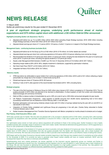 Thumbnail Quilter Financial Report 2019