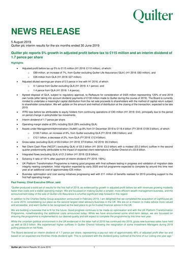 Thumbnail Quilter Half-year Report 2019-h1