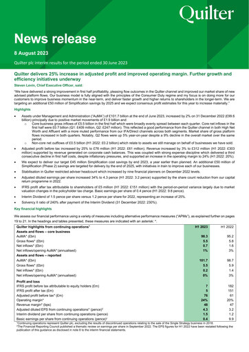 Thumbnail Quilter Half-year Report 2023-h1