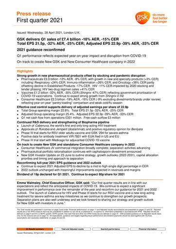 Vorschaubild GSK plc Quartalsbericht 2021-q1