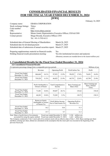 Thumbnail Ebara Corporation Financial Statement 2024