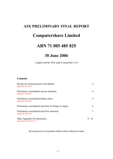 Thumbnail Computershare Financial Report fy2006