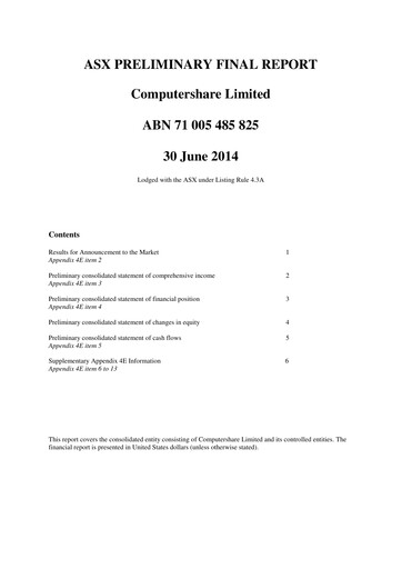 Thumbnail Computershare Financial Report fy2014