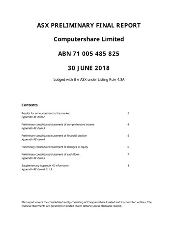 Thumbnail Computershare Financial Report fy2018