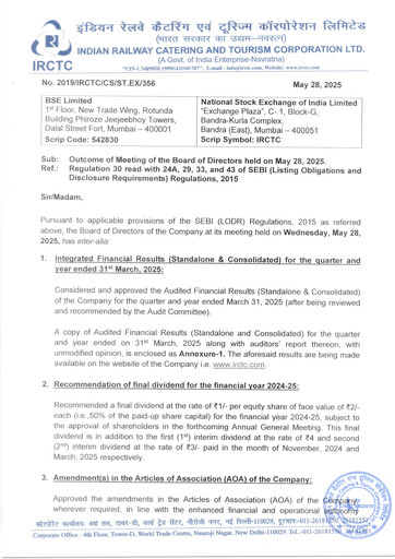 Thumbnail Indian Railway Catering & Tourism Financial Statement 2024-2025
