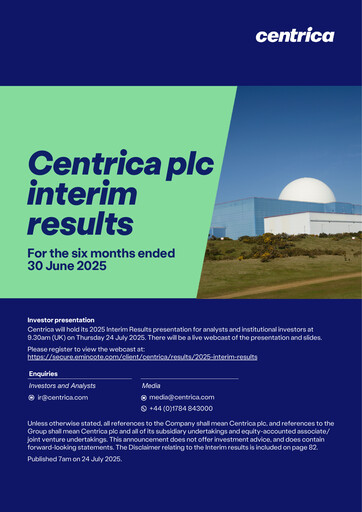 Thumbnail Centrica Half-year Report 2025-h1