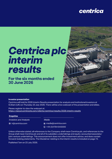 Thumbnail Centrica Half-year Report 2026-h1