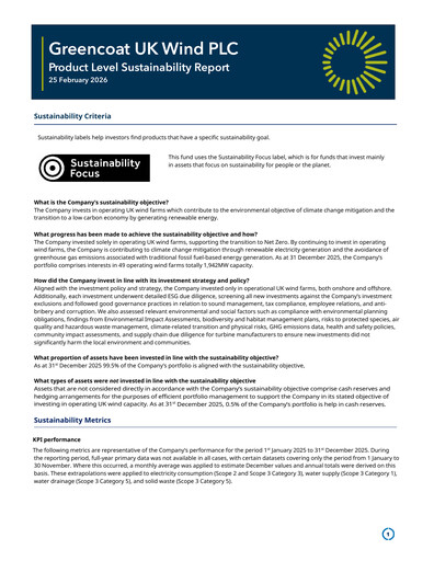 Thumbnail Greencoat UK Wind Sustainability Report 2025