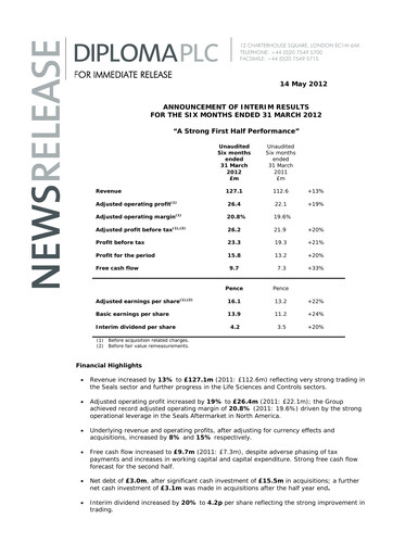 Thumbnail Diploma plc Half-year Report 2012-h1