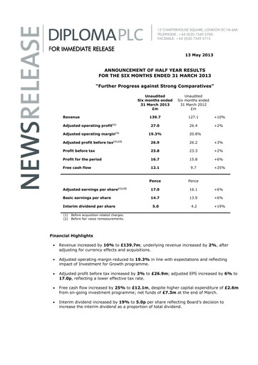 Thumbnail Diploma plc Half-year Report 2013-h1