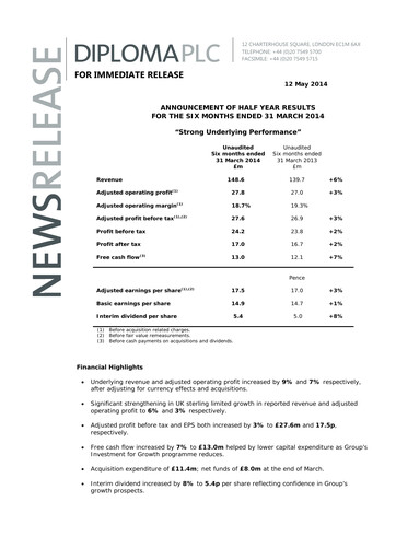 Thumbnail Diploma plc Half-year Report 2014-h1