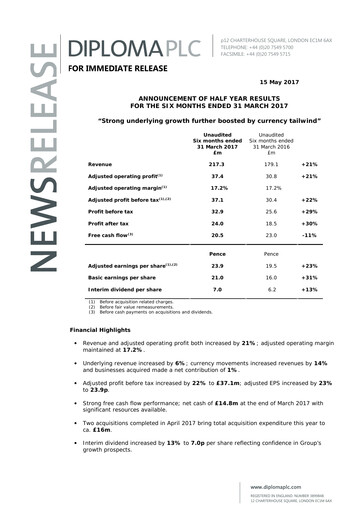 Thumbnail Diploma plc Half-year Report 2017-h1