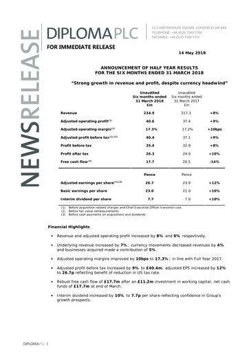 Thumbnail Diploma plc Half-year Report 2018-h1