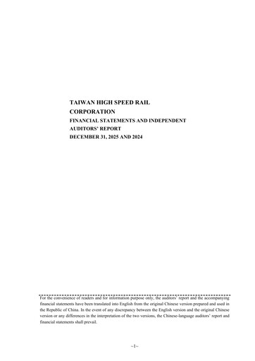 Thumbnail Taiwan High Speed Rail Financial Statement 2025