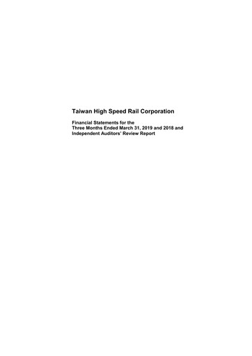 Miniature Taiwan High Speed Rail Rapport trimestriel 2019-q1