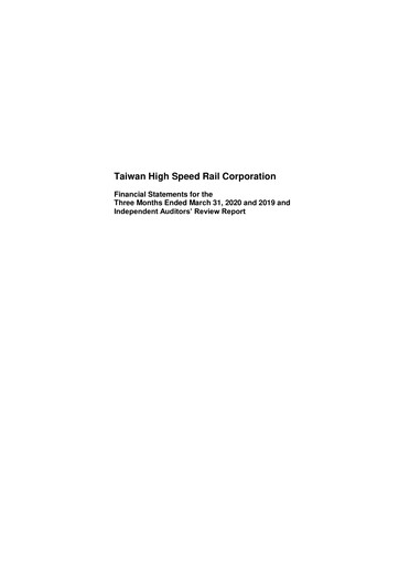 Miniature Taiwan High Speed Rail Rapport trimestriel 2020-q1